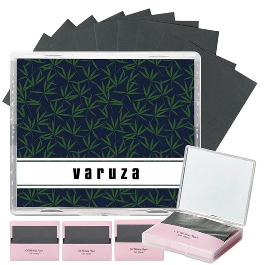 [400 Counts + Mirror Case] Natural Bamboo Charcoall Oil Blotting Sheets for Face with Mirror Compact and Refills-Velvo Beauty