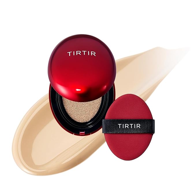 [*Mini Size*] TIRTIR Mask Fit Red Cushion Foundation | Full coverage, Weightless, Skin fit, Satin Glow Finish, Korean Makeup, beauty, Tattoo cover up, Buildable (#21W Natural Ivory, 0.15 Fl Oz)-Velvo Beauty