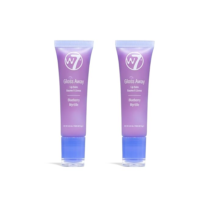 W7 Gloss Away Lip Balm - 2 Piece Set - Nourishing Lip Balm Formula With Shea Butter - Blueberry-Velvo Beauty