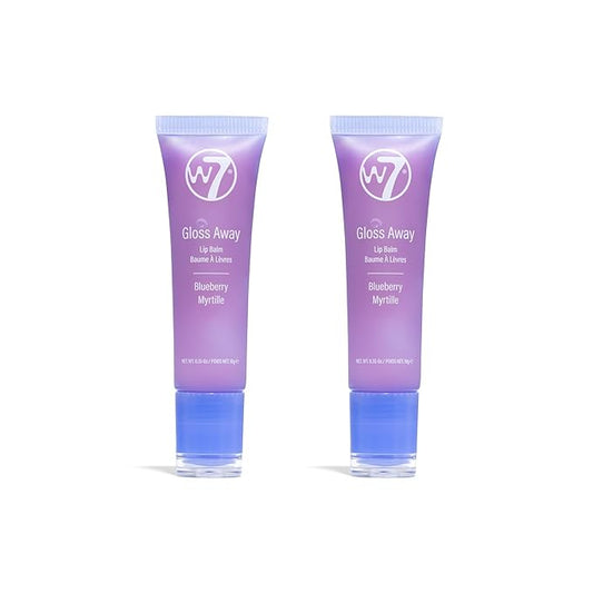W7 Gloss Away Lip Balm - 2 Piece Set - Nourishing Lip Balm Formula With Shea Butter - Blueberry-Velvo Beauty