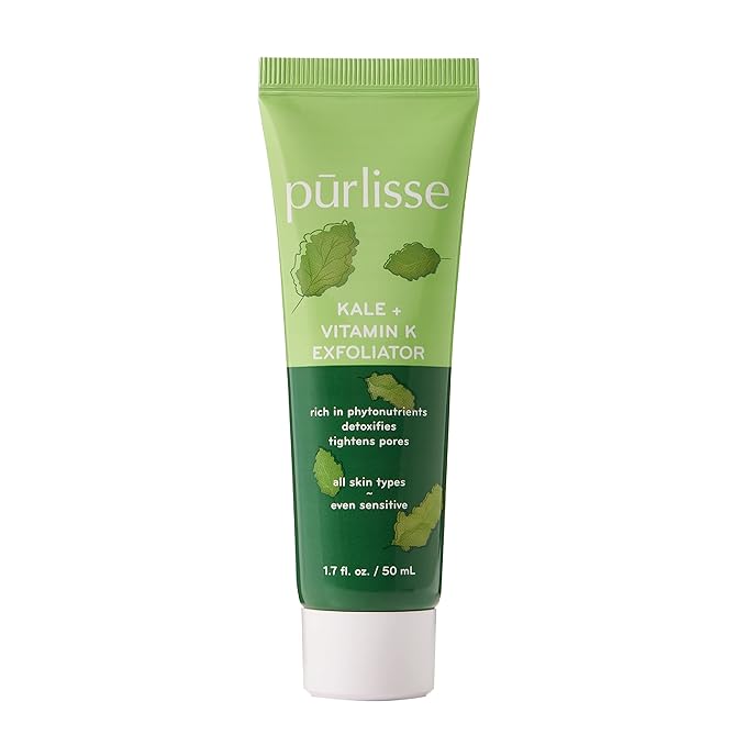 pürlisse Kale + Vitamin K Face Exfoliator Scrub - Exfoliating Face Wash for Detoxifying & Pore Tightening - Packed with Antioxidants for Smooth, Radiant & Youthful Skin (1.7 Fl oz)-Velvo Beauty