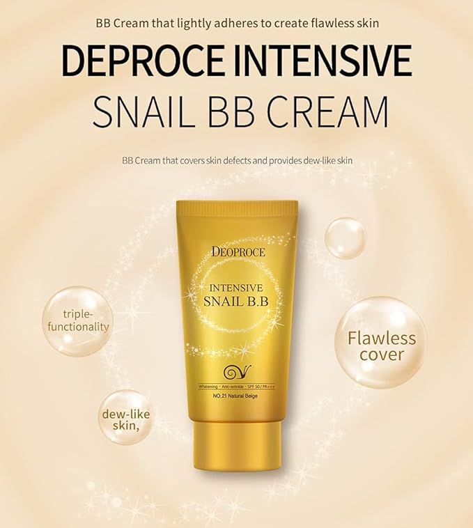 Deoproce Snail Galac Pearl Shining BB Cream SPF50+/PA+++ Skin Tone Correction, Blemish Covering, UVA/UVB Block reduction in appearance of fine lines (#23 Sand Beige)-Velvo Beauty