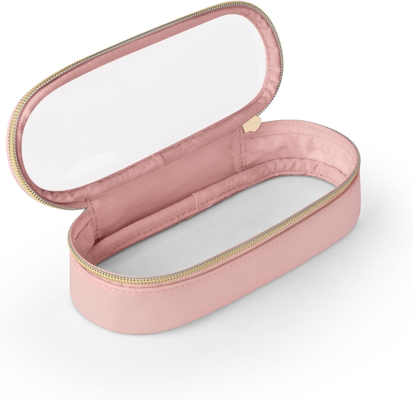 Clear Travel Makeup Brush Holder, Leather Makeup Brush Toiletry Bag, Portable Cosmetic Brush Case, Transparent Waterproof Makeup Brush Storage Bag, Pink-Velvo Beauty