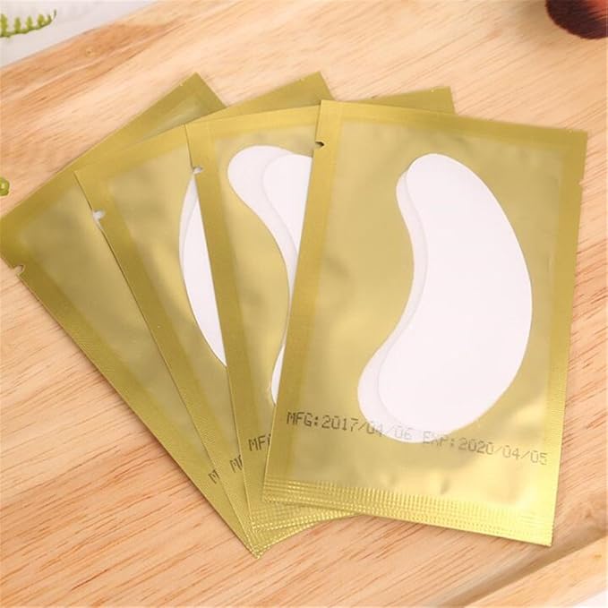 100 Pairs Set，Eye Gel Patches,Under Eye Pads Lint Free Lash Extension Eye Gel Patches for Eyelash Extension Eye (gold)-Velvo Beauty