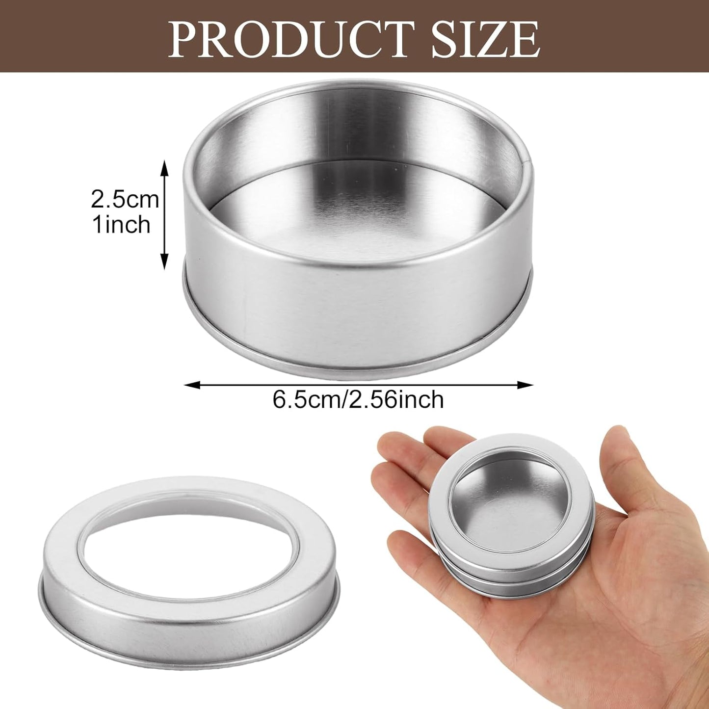 50Pcs 2 Oz Metal Tin Cans, Round Empty Containers with Clear Top, Salve Tins Containers With Lids for Candles Salve Cosmetic Candies Food Storage-Velvo Beauty