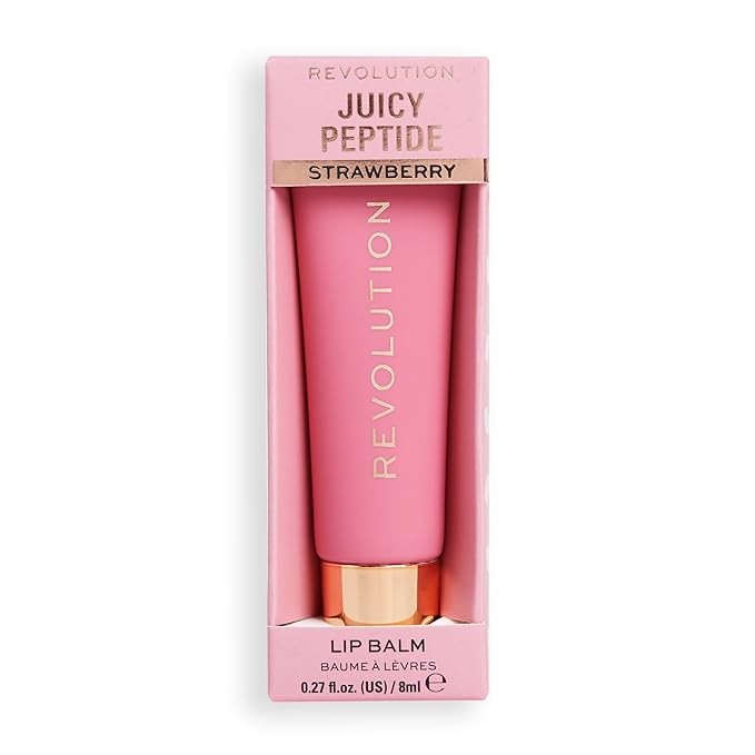 Revolution Beauty, Juicy Peptide Lip Balm, Hydrating & Plumping Lip Balm with Sheer Color, Infused with Vitamin E & Peptides, Pink Strawberry, 0.27 Fl. Oz-Velvo Beauty