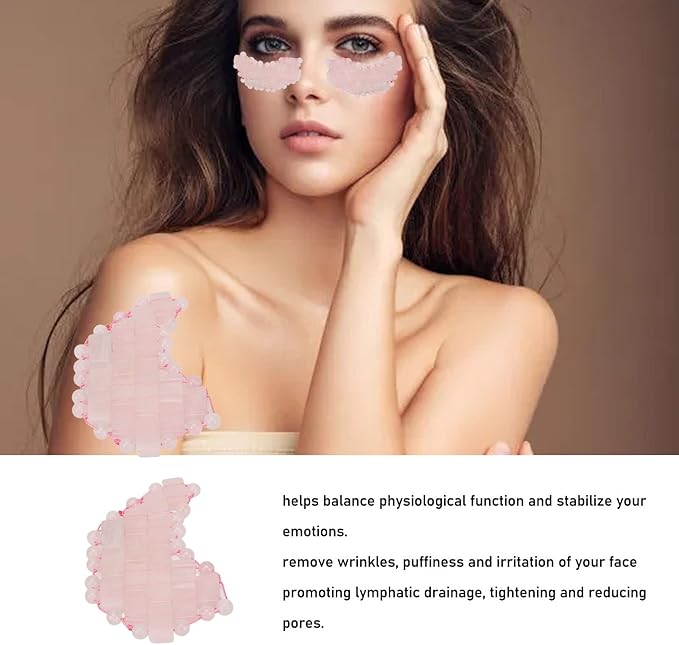 2Pcs Jade Eye Mask, Jadestone Eye Patch, Rose Quartz Anti Aging Eye Pad Sleep Eye Pad to Eliminate Wrinkles, Puffiness & Irritation (Reusable)-Velvo Beauty