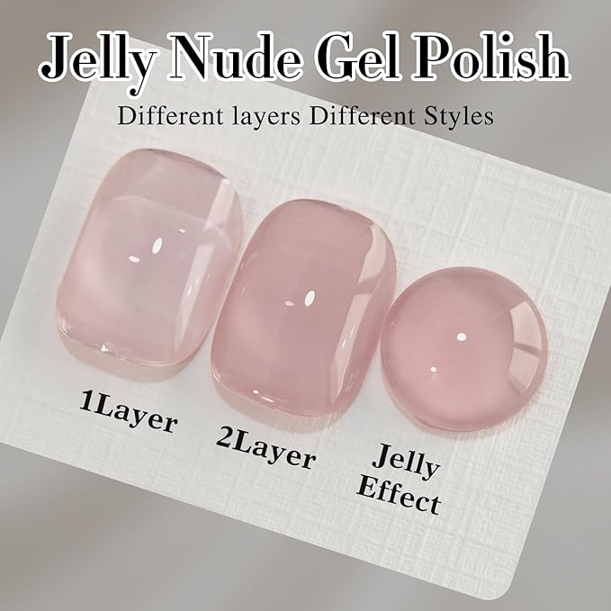 Double Rhythm Translucent Gel Polish Sheer Neutral Natural Light Milky Same Color Same Bottle 15ML Jelly Nail Polish Nail Art DIY at Home (Milky Nude Purple-A1414)-Velvo Beauty