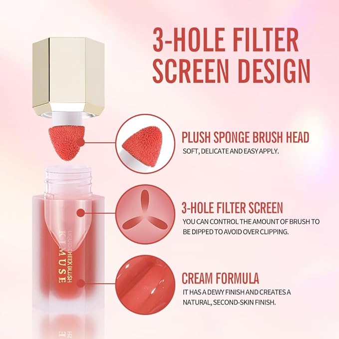 KIMUSE Soft Cream Blush Makeup, Liquid Blush for Cheeks, Weightless, Long-Wearing, Smudge Proof, Natural-Looking, Dewy Finish-Velvo Beauty
