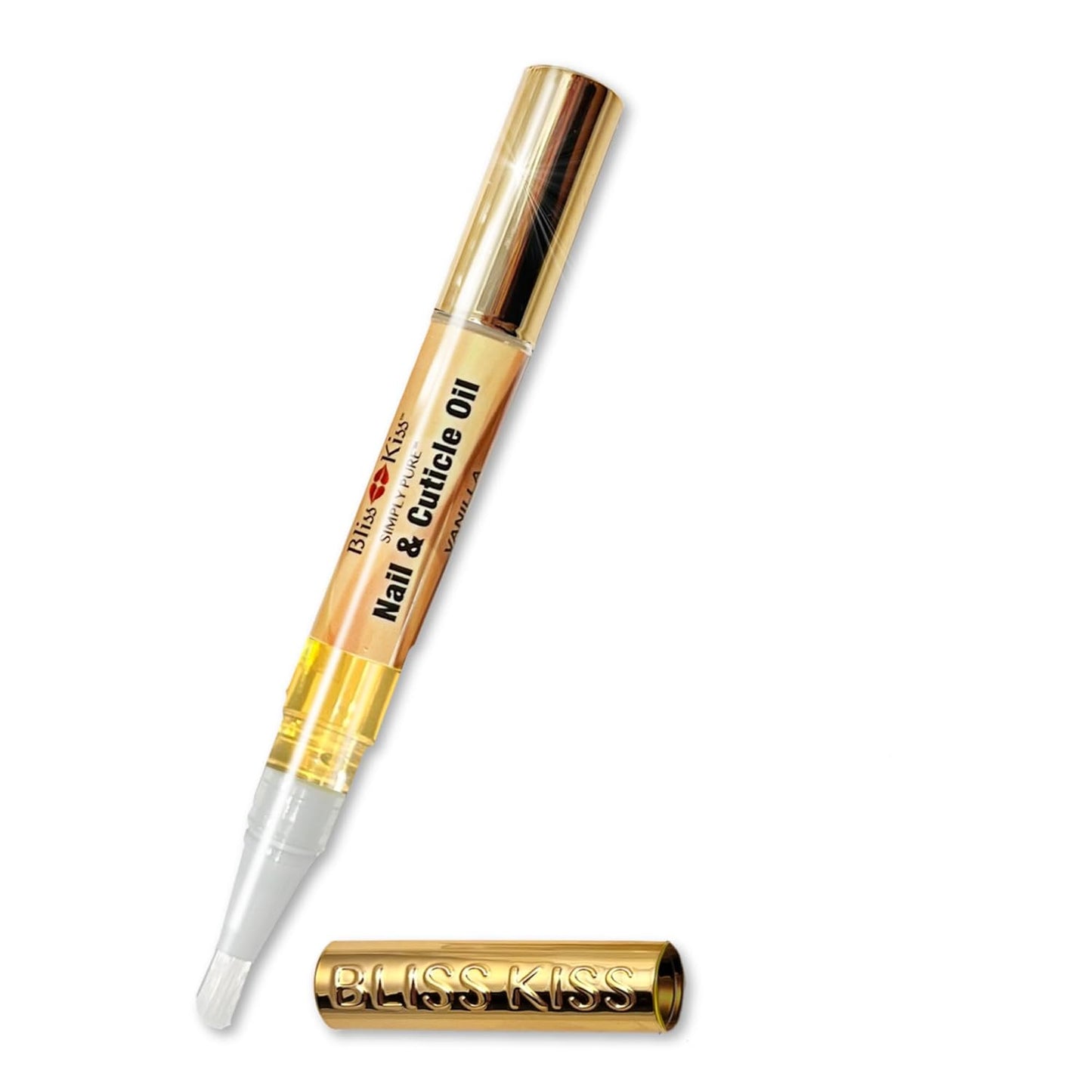 Bliss Kiss | 1 Vanilla Fragrance | Nail Oil Cuticle Pen w/Vitamin E & Jojoba⏤Nail Strengthener Nail Growth Serum for Brittle Peeling Breaking Thin Nails-Velvo Beauty