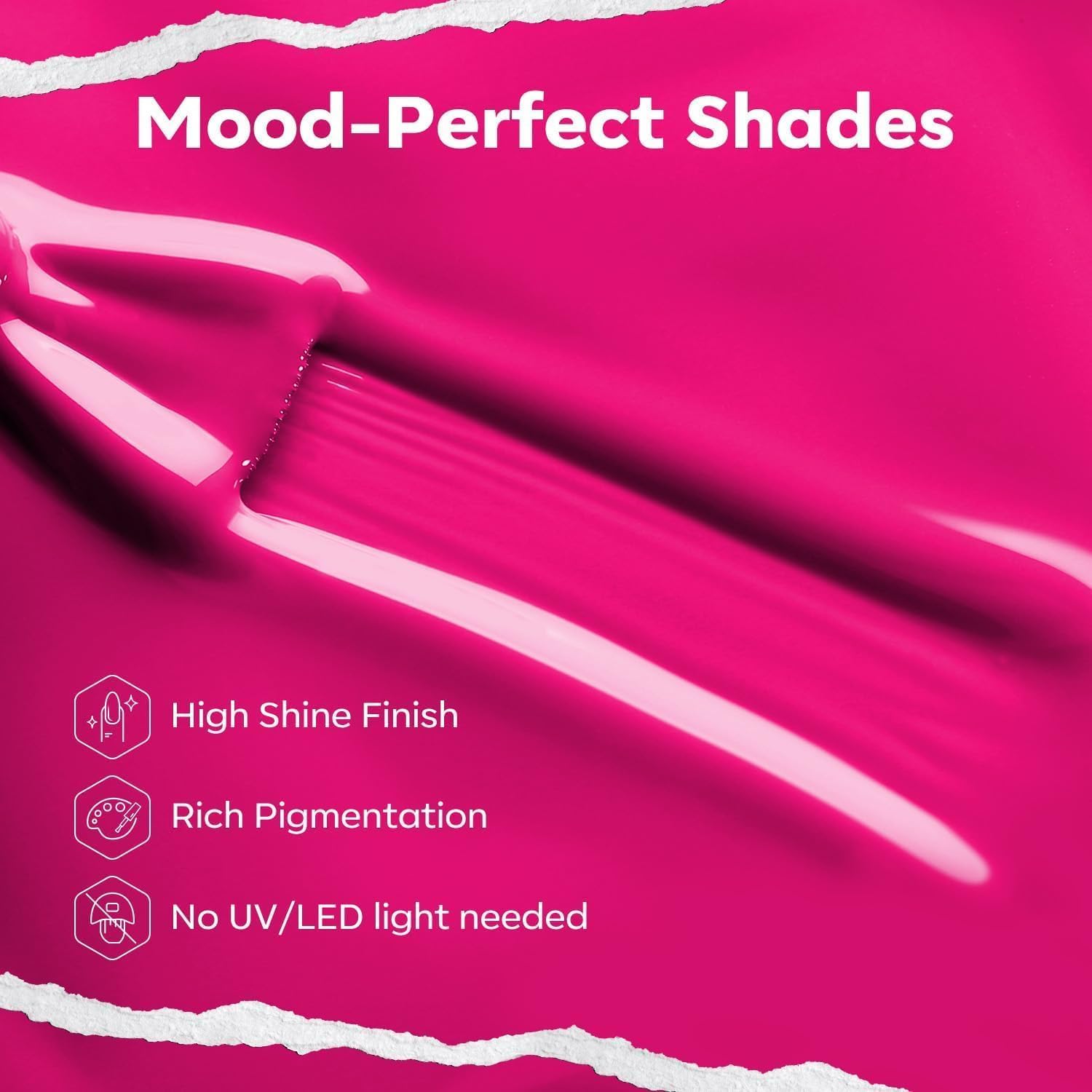 modelones Hot Pink Nail Polish, 15ML Bright Pink Quick Dry Nail Lacquer Strengthener Long Last Shine Fingernail Toe Nail Art DIY Valentine's Day Manicure Gift for Women Girls-Velvo Beauty