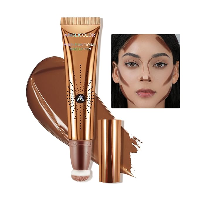 Contour Stick With Cushion Applicator,Liquid Contour Wand,Cream Contour Smooth,Bronzer Stick Lightweight Liquid Bronzer For Face (02#Fair/Medium)-Velvo Beauty