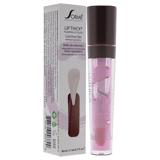Sorme Cosmetics LipThick Plumping Gloss in Clear | Hydrating Plumping Lip Gloss Enriched with Vitamins and Botanicals | Lip Plumping Gloss with Maxi-Lip Peptides | Cruelty-Free Lip Makeup-Velvo Beauty