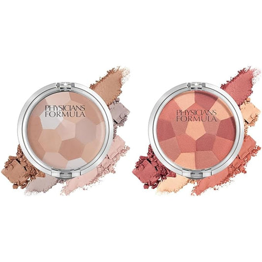 Physicians Formula Setting Powder Palette Multi-Colored Pressed Finishing Powder Translucent & Powder Palette Multi-Colored Blush Powder Blushing Rose, Dermatologist Tested-Velvo Beauty
