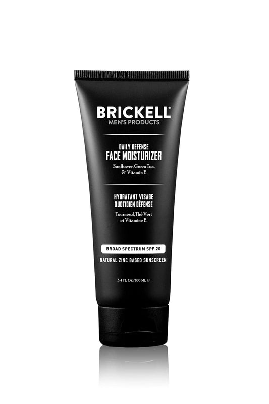 Brickell Men's Daily Defense SPF20 Face Moisturizer for Men, Natural & Organic, Zinc Oxide Face Moisturizing Mineral Sunscreen, Hydrates & Protects Skin Against Harmful UVA/B rays, 3.4oz, Unscented-Velvo Beauty