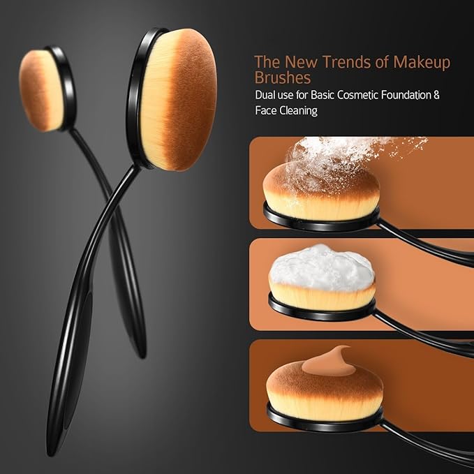 Yoseng Oval Makeup Brushes Set 10 Pcs Professional Oval Toothbrush Foundation Contour Concealer Eyeliner Blending Cosmetic Brushes Tool Set-With Box,Practical White Elephant Gift for Girls Women-Velvo Beauty