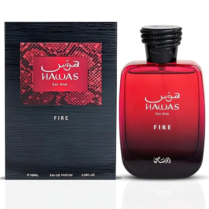 RASASI Hawas Fire Eau De Parfum Men Spray 100ML(3.4 Oz) - Bold Arabian Perfume For Men With A Fiery Essence - Indulge In A Luxurious, Long Lasting Perfume That Captures Masculine Elegance And Strength-Velvo Beauty