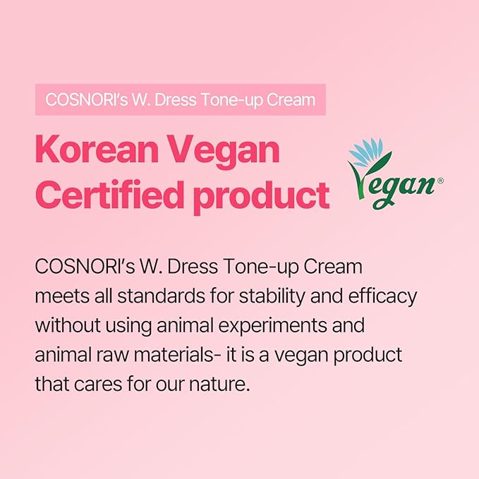 COSNORI W. Dress Tone-up Cream -Quick Skin Tone Balancer – Evens Out Complexion - No Makeup Natural Look - Long-Lasting Hydrating & Sebum Control Face and Body – Vegan, No Animal Tested – 1.7 fl. oz.-Velvo Beauty