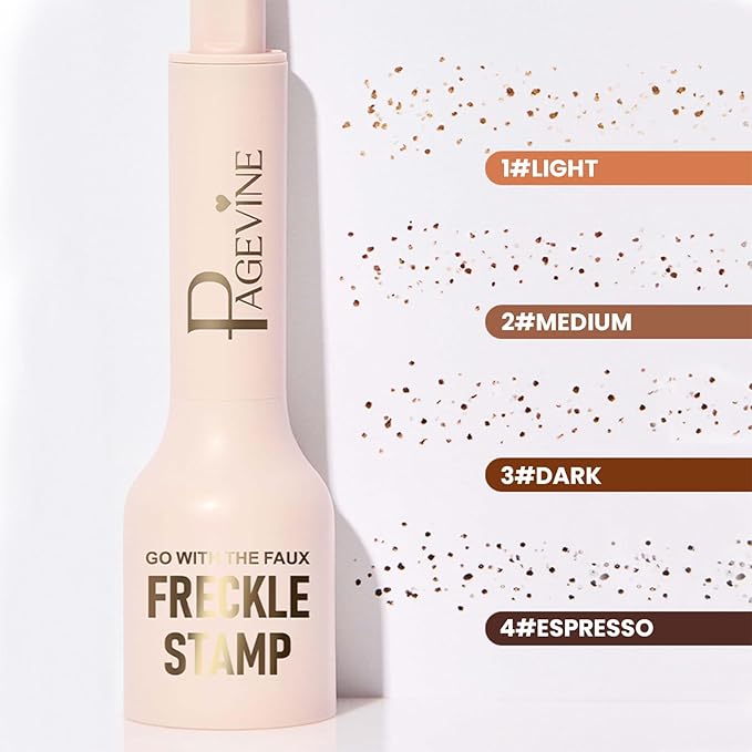 Freckle Stamp Pen,Fake Freckles Stain Marker Pencil Tool for Natural and Lifelike Sunkissed Face Freckle Makeup for Waterproof and Long-Lasting,Quick Dry 5-Point Faux Freckle Stamp Cushion, 03 Dark-Velvo Beauty