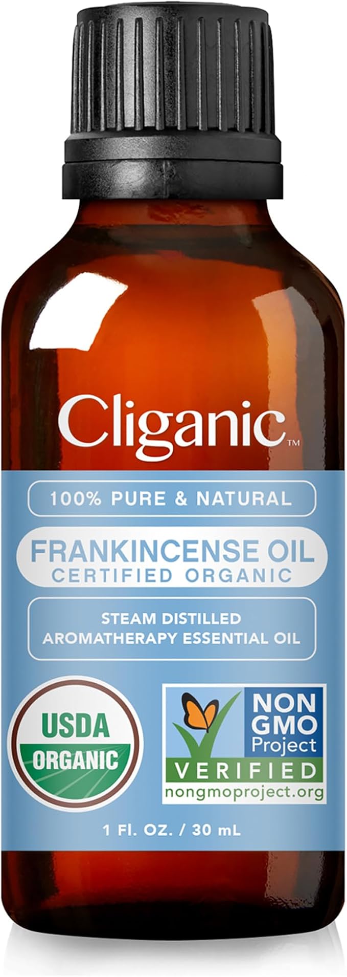 Cliganic USDA Organic Frankincense Essential Oil, 1oz - Boswellia Serrata, 100% Pure Natural Undiluted, for Aromatherapy | Non-GMO Verified (Packaging May Vary)-Velvo Beauty