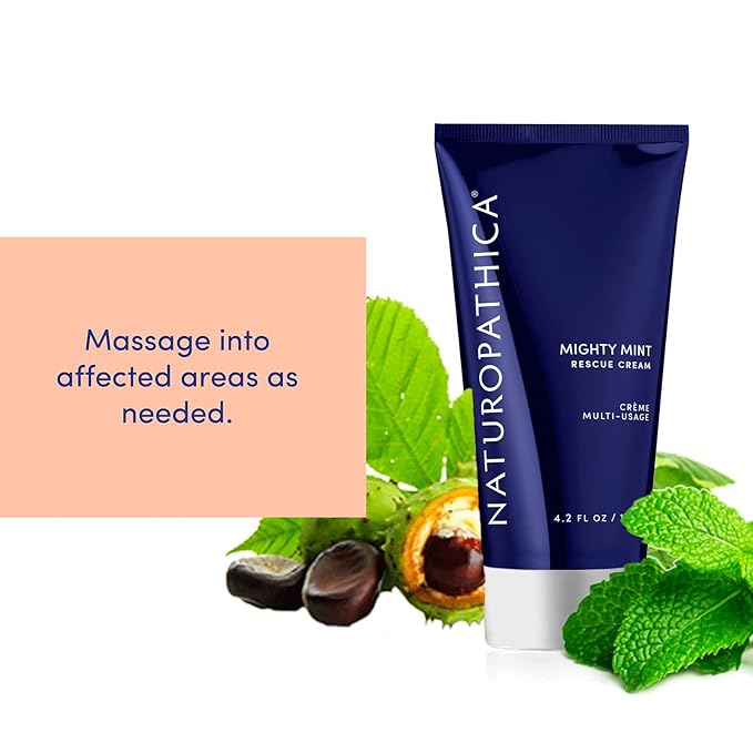Naturopathica Mighty Mint Rescue Cream, Moisturizing Body Lotion with Peppermint & Menthol to Cool & Revive Skin, Soothing Relief for Sore Muscles, 4.2 fl oz-Velvo Beauty