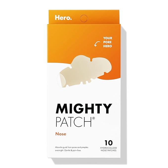 Mighty Patches for nose pores from Hero Cosmetics - XL Hydrocolloid Pimples, Zits and Oil - Dermatologist-Approved Overnight pore Strips to Absorb Acne nose Gunk (10 Count)-Velvo Beauty