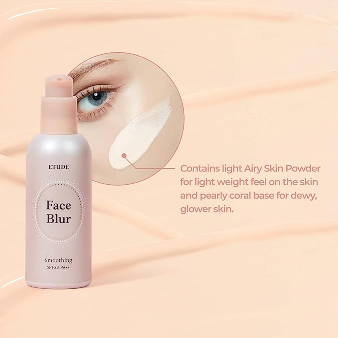 ETUDE Face Blur Smoothing SPF 33 PA ++ (21AD) | Multi-Makeup Coral Base Primer with Smoothening Effect and UV Rays Protection for a Milky Skin | Korean Makeup-Velvo Beauty