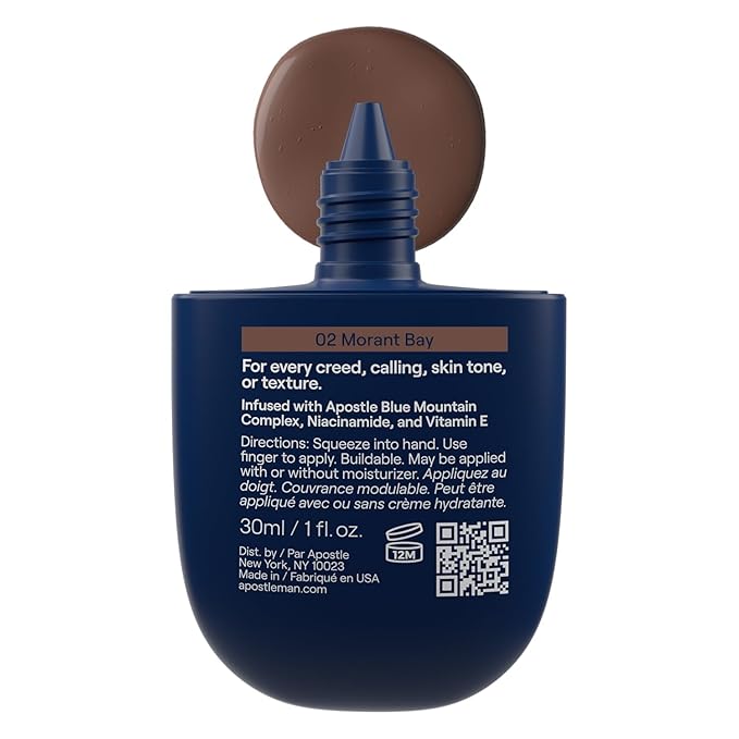 APOSTLE Reclaim Tinted Moisturizer for Men (2 Morant Bay) - Niacinamide, Vitamin E, Squalane, Hyaluronic Acid, Tinted Face Moisturizer For Men. Hydrates, Evens Skin Tone, Reduces Fine Lines, 1 Fl. Oz.-Velvo Beauty