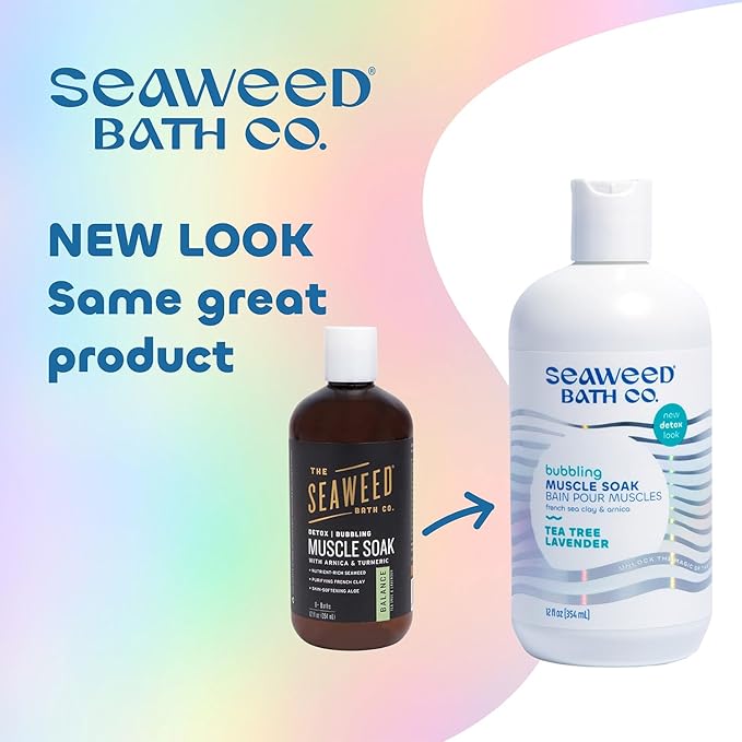 Seaweed Bath Co. Bubbling Muscle Soak, Tea Tree Lavender Scent, 12 Ounce, Sustainably Harvested Seaweed, French Sea Clay, Arnica-Velvo Beauty