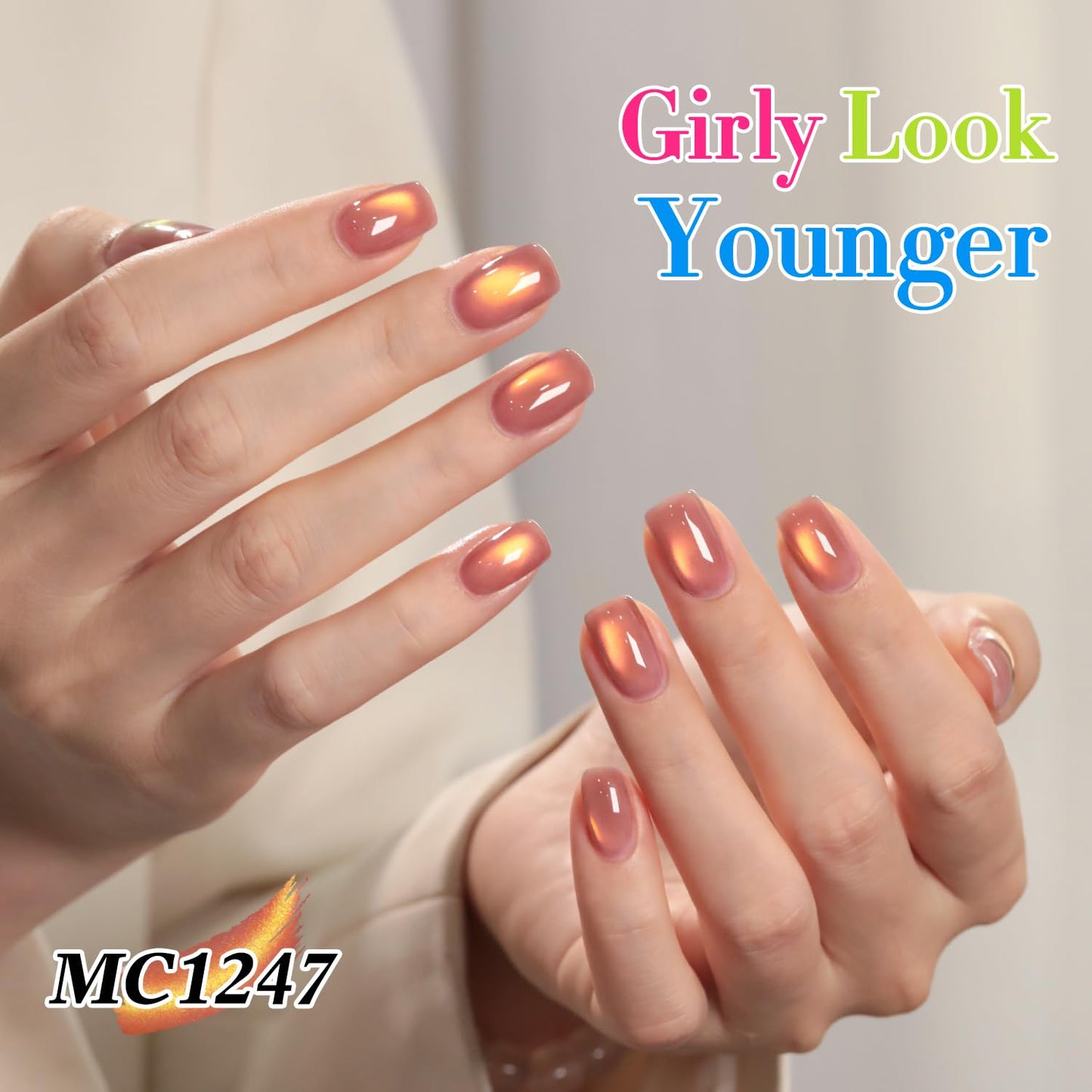 Double Rhythm Jelly Glass Cat Eye Gel Polish with Magnet 15ML Holographic Glitter Shimmer Translucent Sheer Color Magnetic Polish Salon DIY at Home (Grape Gold-MC1247)-Velvo Beauty