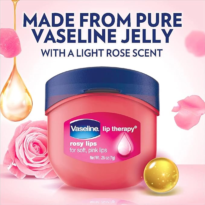 Vaseline Lip Therapy Lip Balm Mini, Rosy Lips | Lip Repair in a Container for Cracked, Dry Lip | Travel Size 0.25 Oz (Pack of 6)-Velvo Beauty