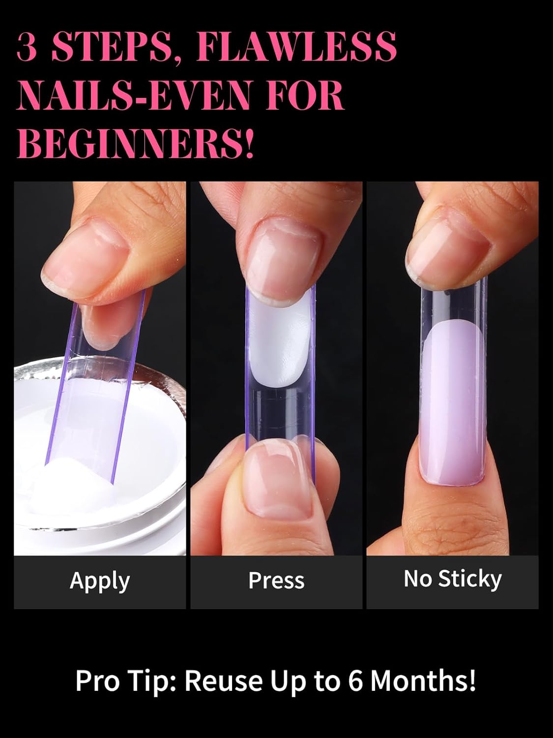 EBANKU Dual Nail Forms for Poly Extension Gel, 120 PCS Purple Square Nail Molds Reusable 12 Sizes Nail Extension Forms for Builder Gel Manicure Design Salon DIY-Velvo Beauty