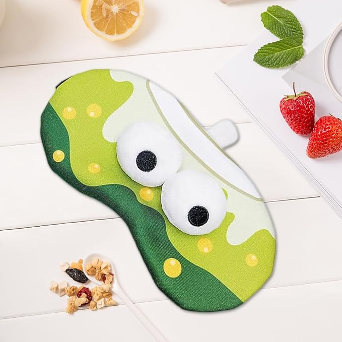 PERFECTSIGHT Sleep Eye Masks, Cute Plush Sleep Eye Cover Lightweight Adjustable Eyeshade Faux Fur Mask Cover for Women Men Sleep Travel Nap, Bubble Tea-Velvo Beauty