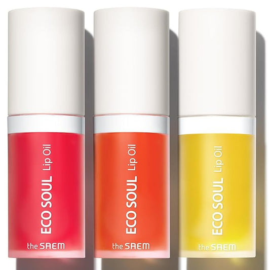 THESAEM Eco Soul Lip Oil 3 Combo Set (01 Honey + 02 Berry + 03 Grapefruit) - Plumping & Hydrating Lip Oil to Nourish & Moisturize Lips - Lips Soft & Glossy for Dry Lips, 0.21 fl.oz.-Velvo Beauty