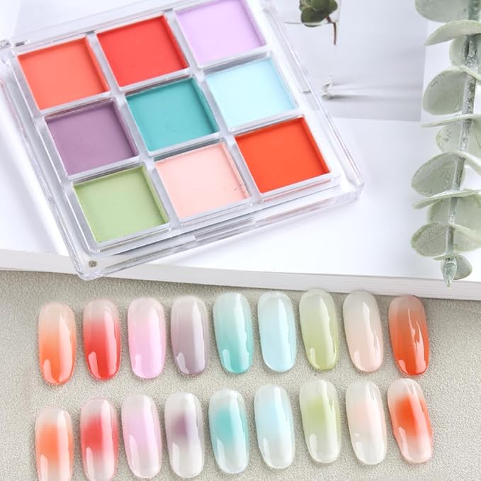 18 Colors Neon Phosphor Solid Pigment Powder Set for Ombre Nails, Fluorescent Nail Pigment Glitter Iridescent Rubbing Dust with Nail Ombre Brush for Gradient Nail Art Manicure DIY Accessories-Velvo Beauty