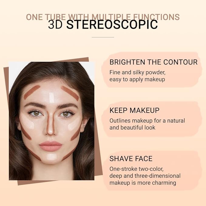 evpct 2In1 Cream Contour Stick Contouring Concealer Sticks Makeup Face Cream Kit for Beginners Creamy Contour and Highlight Stick contorno base de maquillaje para mujer en oferta 01 Ivory & Brown-Velvo Beauty