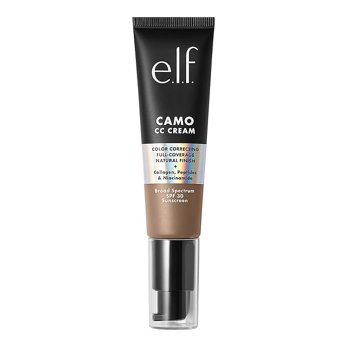 e.l.f. Camo CC Cream, Color Correcting Medium-To-Full Coverage Foundation with SPF 30, Deep 500 W, 1.05 Oz (30g)-Velvo Beauty