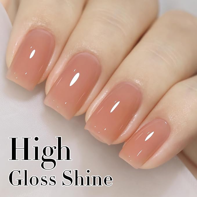 Double Rhythm 0.50 OZ Translucent Gel Polish Same Color Same Bottle Sheer Pastel Neutral Natural Milky 15 ML Jelly UV Nail Art DIY at Home (Light Orange Pink-A1497)-Velvo Beauty