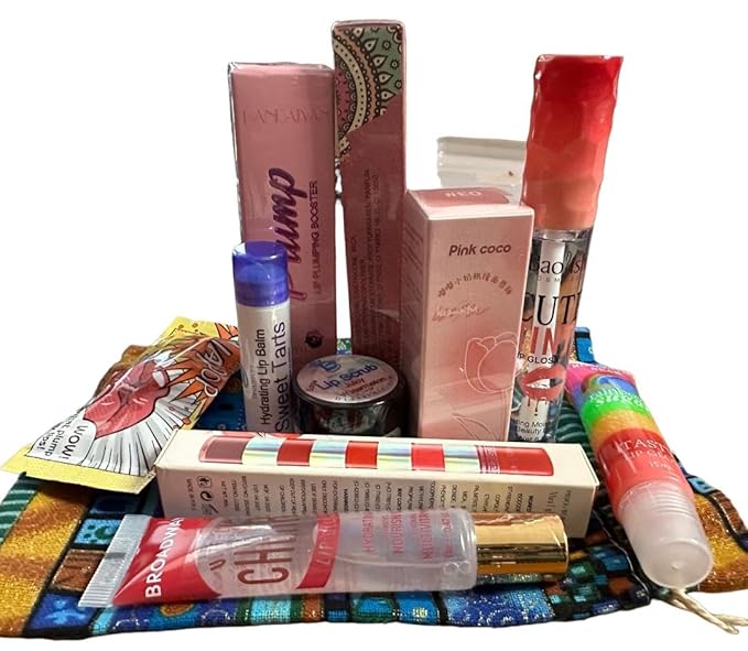 Lip Prodiuct Gift Sack With An Unique Assortment of Lip Products, 10 Total and Maybe Some Extras, By Diva Stuff-Velvo Beauty