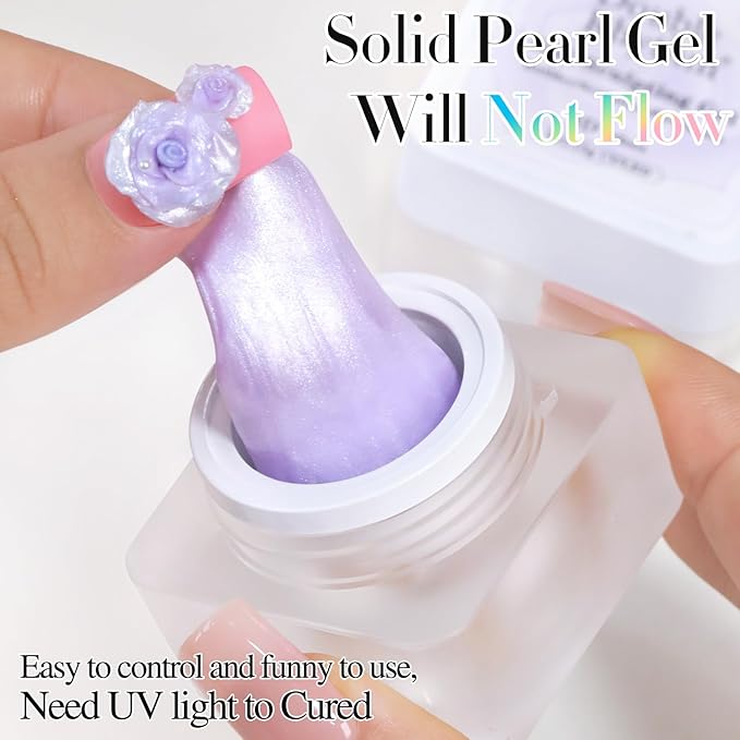 Double Rhythm 3D Nail Gel Pearl Solid Sculpting for Nail Art Non-Sticky Hard for Building Carving Molding Extension Soak Off UV/LED Nail Art Salon Home DIY 0.5 Oz (Purple-Silk 05)-Velvo Beauty