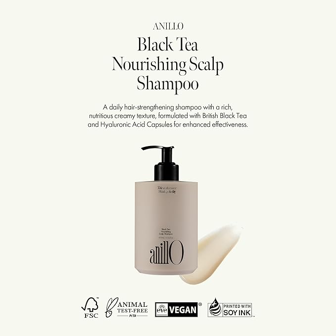Vegan Nourishing Scalp Shampoo with Black Tea, Hyaluronic & Amino Acids to Strengthen Scalp Barrier, Creamy Woody Scent, Paraben, Sulfate & Silicone Free 450ml / 15.22 fl. Oz-Velvo Beauty