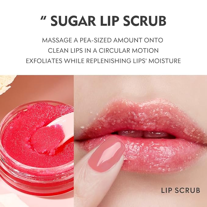 3Pcs Lip Care Set, Exfoliator Lip Sugar Scrub, Lip Mask and Plumping Lip Oil, Effectively Moisturizes Lip Clear, Repairs Dry Lips-Velvo Beauty