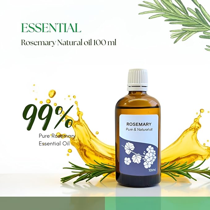 Roots & Above Pure Natural Rosemary Essential Oil 3.38 fl oz/100 ml for Diffuser, Face, Skin Care, Hair, Aroma, Massage, Candle & Soap Making Fragrance DIY use-Velvo Beauty