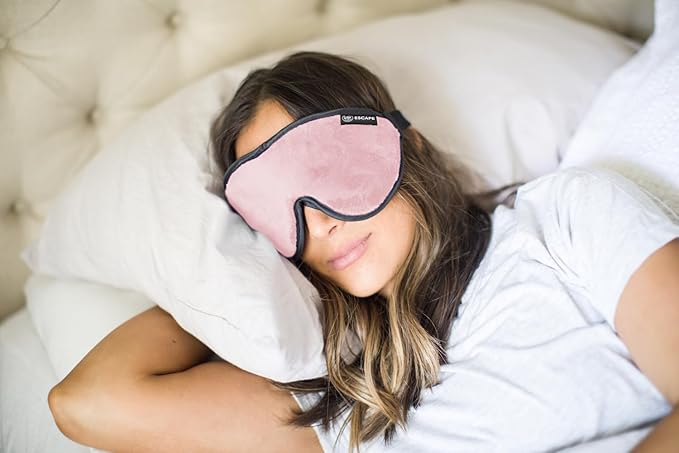 Dream Essentials Escape Luxury Sleep Mask Kit with Eye Cavities, Earplugs and Carry Pouch - Princess Pink Pink, Gift Set-Velvo Beauty