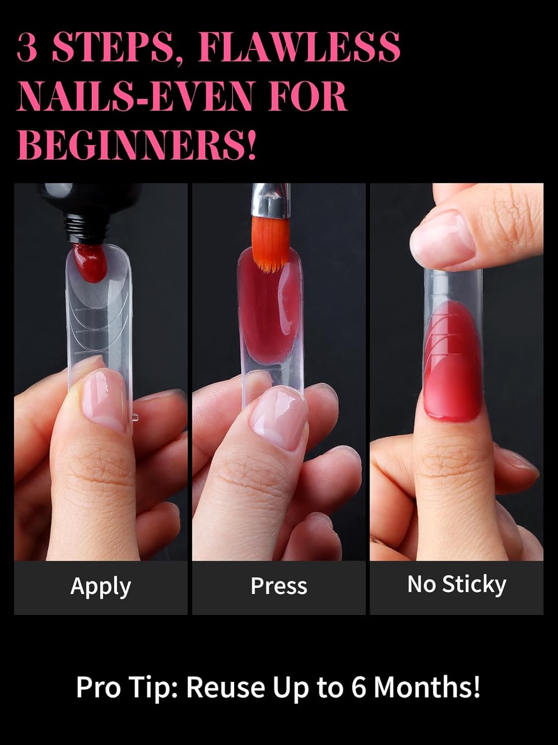 EBANKU 288Pcs Matte Dual Nail Forms, Clear Poly Gel Nail Molds Square Full Cover Coffin Nail Tips Extension Forms for Gel Manicure Nail Art Design Salon&DIY-12 Sizes-Velvo Beauty