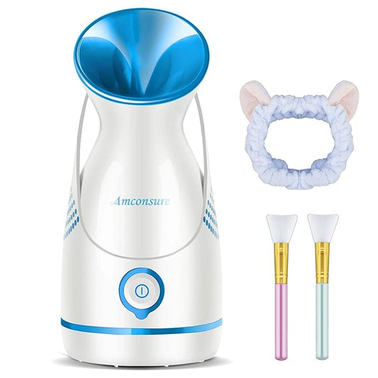 Amconsure Facial Steamer - Nano Ionic Face Steamer Warm Mist Steamer for Home Sauna SPA, Humidifier for Deep Cleaning Unclogs Pores Sinuses(Blue)-Velvo Beauty