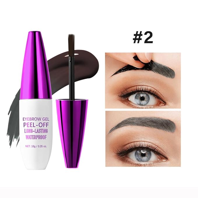 2Pcs Peel Off Eyebrow Tint Gel - Waterproof & Sweatproof All-Day Wear, Transfer-Resistant Tattoo Effect, All Skin Types + Mother’s Day Gift Set, 02#Brown-Velvo Beauty