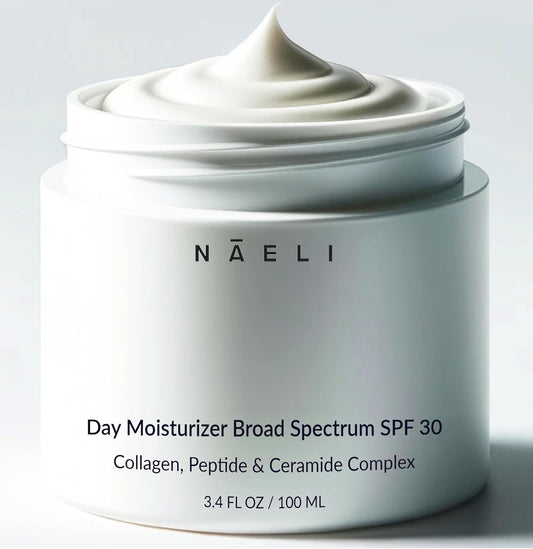 NAELI Face Moisturizer with SPF 30, Anti Aging Collagen & Peptide Cream, Reduces Wrinkles - Lightweight Skin Hydration with Hyaluronic Acid, Paraben Free & Non-Comedogenic Sunscreen, 3.4 oz-Velvo Beauty