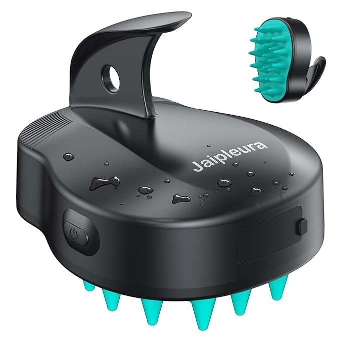 Electric Hair Scalp Massage Brush with Soft Silicone Bristles,3-Level Vibration,IPX6 Waterproof for Hair Growth & Dandruff Removal, Scalp Exfoliator(Green)-Velvo Beauty