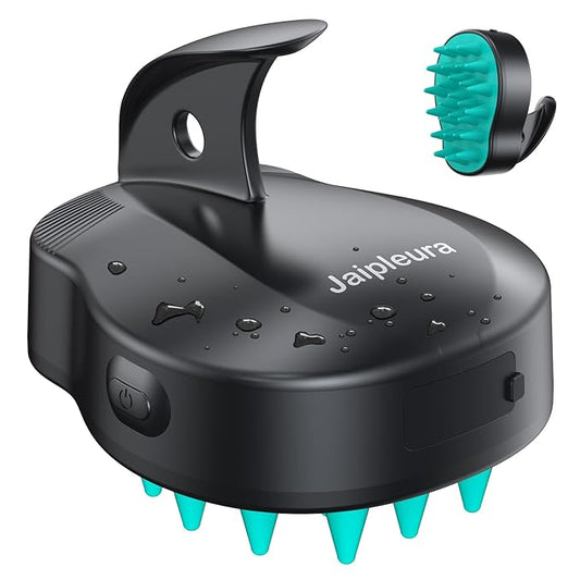 Electric Hair Scalp Massage Brush with Soft Silicone Bristles,3-Level Vibration,IPX6 Waterproof for Hair Growth & Dandruff Removal, Scalp Exfoliator(Green)-Velvo Beauty